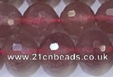 CBQ703 15.5 inches 10mmm faceted round strawberry quartz beads