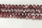 CBQ712 15.5 inches 6*12mm - 8*13mm faceted tyre strawberry quartz beads