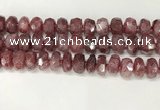 CBQ712 15.5 inches 6*12mm - 8*13mm faceted tyre strawberry quartz beads