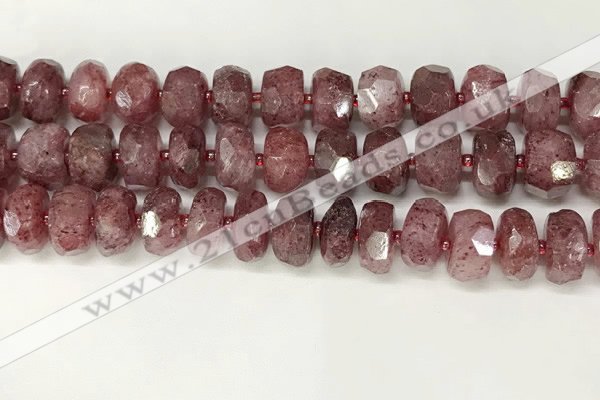 CBQ712 15.5 inches 6*12mm - 8*13mm faceted tyre strawberry quartz beads