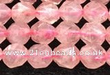 CBQ718 15.5 inches 6mm faceted nuggets strawberry quartz beads