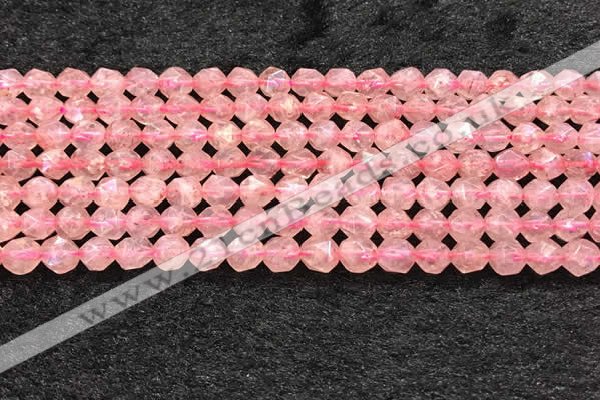 CBQ718 15.5 inches 6mm faceted nuggets strawberry quartz beads