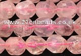 CBQ719 15.5 inches 8mm faceted nuggets strawberry quartz beads