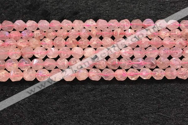 CBQ719 15.5 inches 8mm faceted nuggets strawberry quartz beads