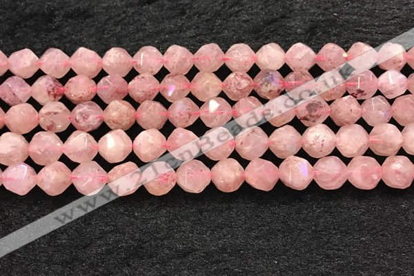 CBQ720 15.5 inches 10mm faceted nuggets strawberry quartz beads