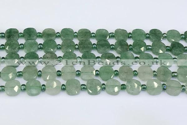 CBQ755 15.5 inches 10*10mm faceted square green strawberry quartz beads