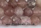 CBQ762 15 inches 7mm faceted round strawberry quartz beads