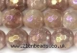 CBQ776 15 inches 8mm faceted round AB-color strawberry quartz beads