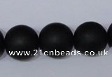 CBS07 15.5 inches 16mm round black stone beads wholesale