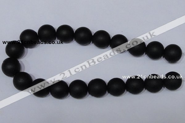 CBS07 15.5 inches 16mm round black stone beads wholesale