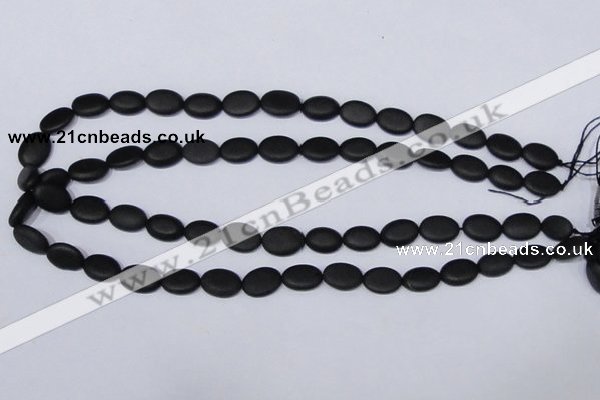 CBS10 15.5 inches 10*12mm oval black stone beads wholesale