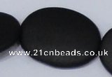 CBS11 15.5 inches 30*40mm oval black stone beads wholesale