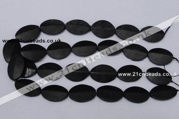 CBS12 15.5 inches 18*25mm oval black stone beads wholesale