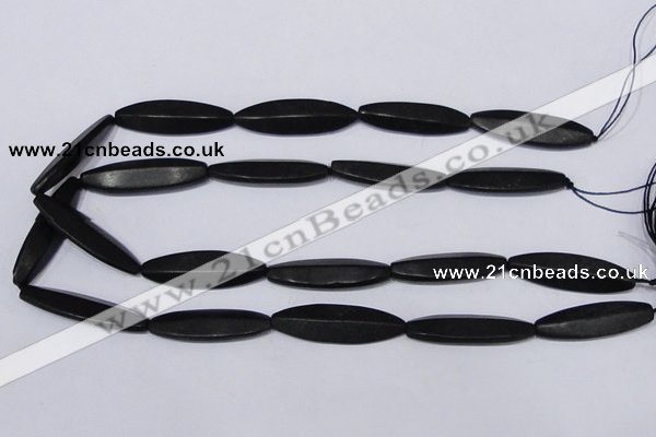 CBS14 15.5 inches 12*40mm marquise black stone beads wholesale