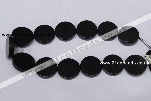 CBS20 15.5 inches 30mm coin black stone beads wholesale