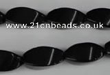 CBS215 15.5 inches 10*20mm twisted rice blackstone beads wholesale