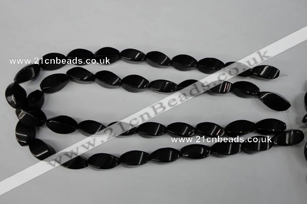 CBS215 15.5 inches 10*20mm twisted rice blackstone beads wholesale