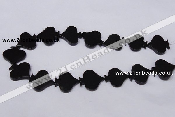 CBS22 15.5 inches 28*28mm heart black stone beads wholesale