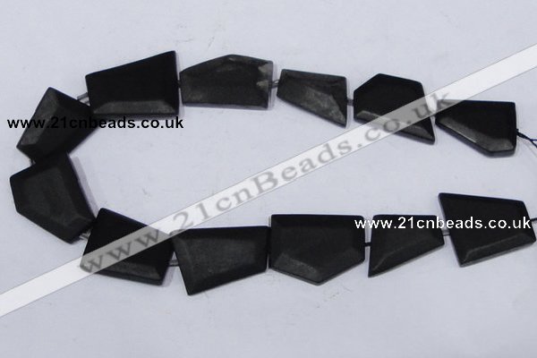 CBS24 15.5 inches 20*30mm freeform black stone beads wholesale