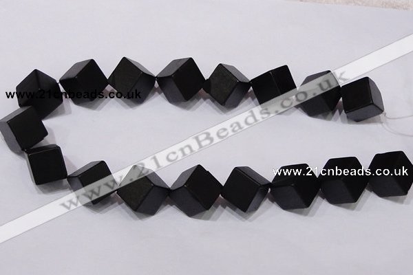 CBS25 15.5 inches 15*15mm cube black stone beads wholesale