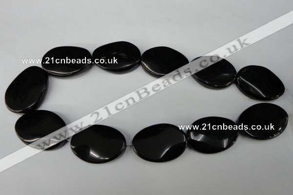 CBS260 15.5 inches 25*35mm twisted oval blackstone beads wholesale