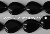 CBS265 15.5 inches 13*18mm flat teardrop blackstone beads wholesale