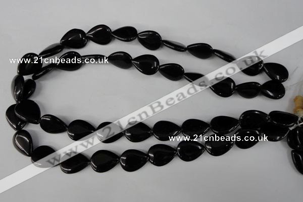 CBS265 15.5 inches 13*18mm flat teardrop blackstone beads wholesale