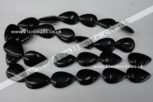 CBS268 15.5 inches 20*30mm flat teardrop blackstone beads wholesale