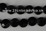 CBS292 15.5 inches 10mm faceted coin blackstone beads wholesale