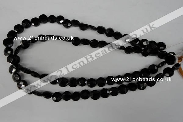 CBS292 15.5 inches 10mm faceted coin blackstone beads wholesale