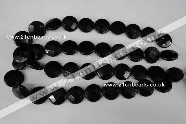 CBS297 15.5 inches 20mm faceted coin blackstone beads wholesale