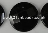 CBS300 15.5 inches 35mm faceted coin blackstone beads wholesale