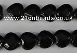 CBS303 15.5 inches 12*12mm faceted heart blackstone beads wholesale