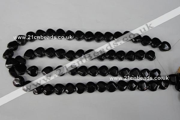 CBS303 15.5 inches 12*12mm faceted heart blackstone beads wholesale