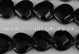 CBS305 15.5 inches 15*15mm faceted heart blackstone beads wholesale