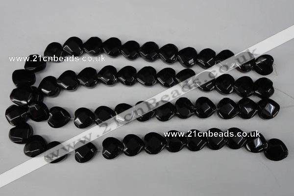 CBS305 15.5 inches 15*15mm faceted heart blackstone beads wholesale