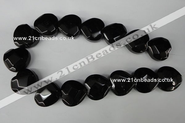 CBS308 15.5 inches 26*26mm faceted heart blackstone beads wholesale