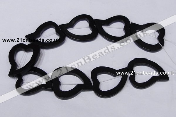 CBS31 15.5 inches 5*35*40mm heart black stone beads wholesale