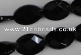 CBS312 15.5 inches 13*18mm faceted oval blackstone beads wholesale