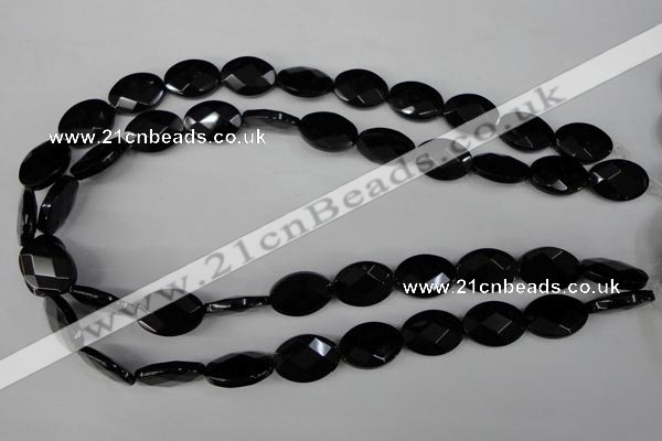 CBS312 15.5 inches 13*18mm faceted oval blackstone beads wholesale