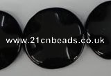 CBS330 15.5 inches 30mm wavy coin blackstone beads wholesale