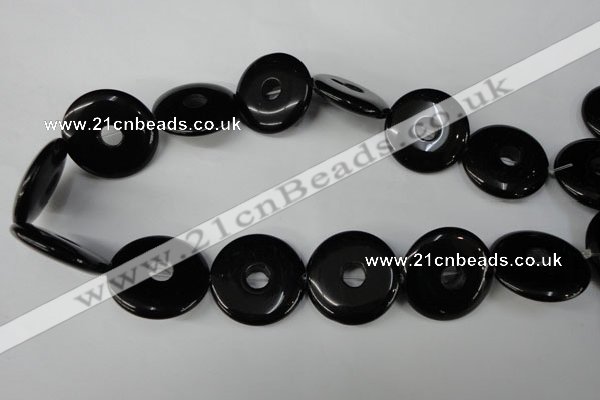 CBS338 15.5 inches 28mm donut blackstone beads wholesale