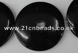 CBS340 15.5 inches 40mm donut blackstone beads wholesale