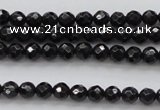 CBS503 15.5 inches 4mm faceted round A grade black spinel beads