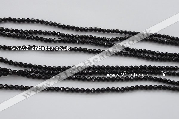 CBS503 15.5 inches 4mm faceted round A grade black spinel beads
