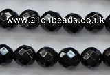 CBS504 15.5 inches 7mm faceted round A grade black spinel beads