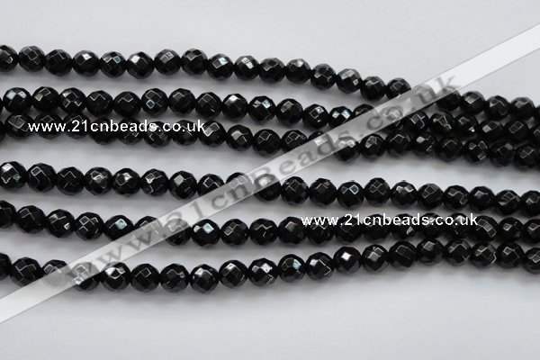 CBS504 15.5 inches 7mm faceted round A grade black spinel beads