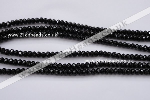 CBS508 15.5 inches 4*6mm faceted rondelle A grade black spinel beads