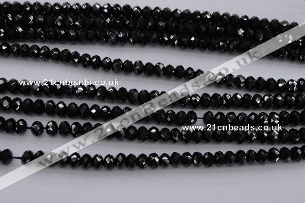 CBS514 15.5 inches 4*6mm faceted rondelle AA grade black spinel beads