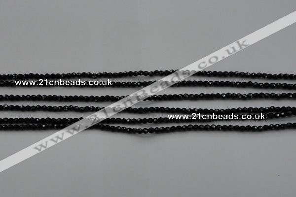 CBS520 15.5 inches 2mm faceted round A grade black spinel beads